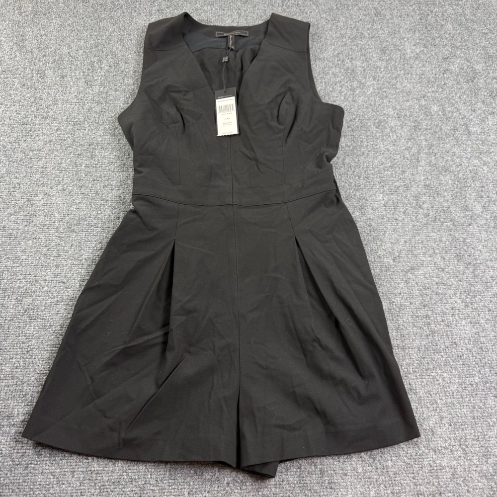 BCBGMAXAZRIA Romper XS Black Ruffle Back V-Neck Sleeveless NWT Women